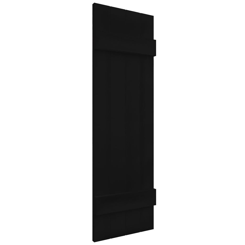 Ekena Millwork Lifetime Vinyl LJ4S14X04300BL Standard Four Board Joined, Board-n-Batten Vinyl Shutters, w/Installation Shutter-Lok's & Matching Screws (Per Pair), 14"W x 43"H, Black