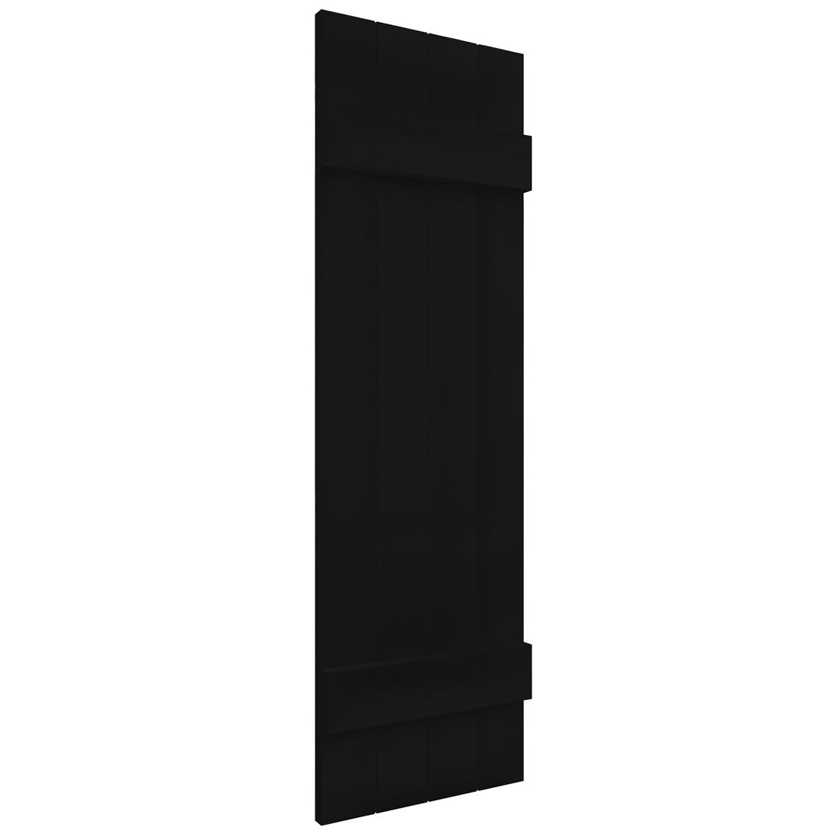 Ekena Millwork Lifetime Vinyl LJ4S14X04300BL Standard Four Board Joined, Board-n-Batten Vinyl Shutters, w/Installation Shutter-Lok's & Matching Screws (Per Pair), 14"W x 43"H, Black