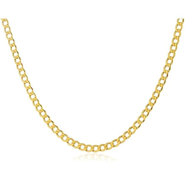SHOP WGS Collana a catena curb 24" 2,0MM in oro giallo massiccio 10K per uomo e donna con chiusura a moschettone Gioielli italiani in oro reale 10K Regali