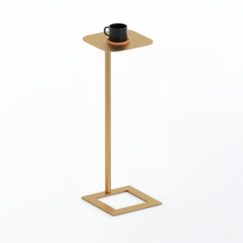 Stable C Table End Table, 23.4" Tall C Shaped Side Table That Slides Under Sofa, Slim Under Couch Table, Modern Industrial Coffee Tray Table for Living Room Bedroom (Small Black)