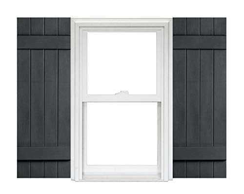 Polaris Homeside 4 Board and Batten Joined Vinyl Shutters (1 Pair) 14-1/2in. x 35in. - 410 Gray