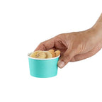 Restaurantware Coppetta 3-Unzen-Dessertbecher, 50 Einweg-Eisbecher - Deckel separat erhältlich, stabile, türkisfarbene Papier-FroYo-Schalen, gestreift, für heiße und kalte Speisen, perfekt für Gelato