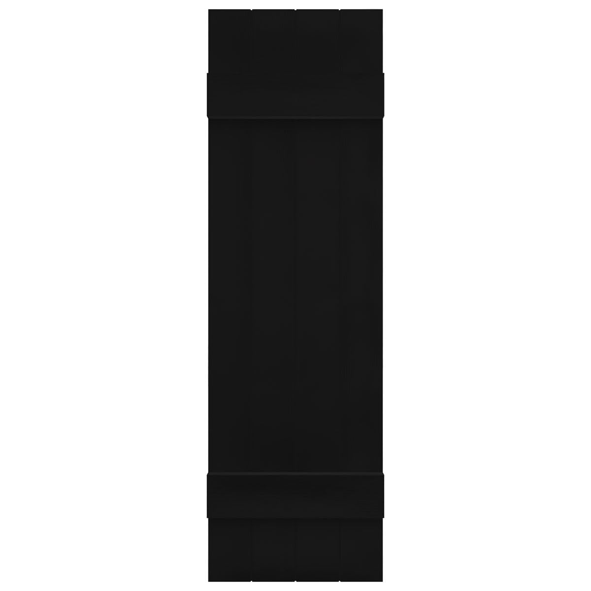 Ekena Millwork Lifetime Vinyl LJ4S14X04300BL Standard Four Board Joined, Board-n-Batten Vinyl Shutters, w/Installation Shutter-Lok's & Matching Screws (Per Pair), 14"W x 43"H, Black