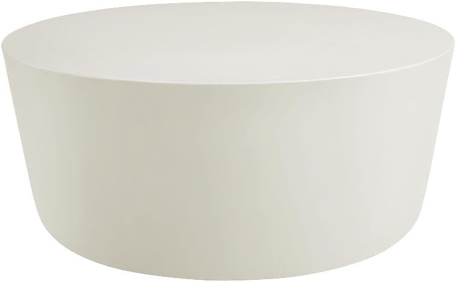 Modway Brion 34 Inch Round Concrete Coffee Table – Indoor/Outdoor Tapered Cylinder Coffee Table – Low Center Table for Living Room or Patio in White