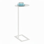 Stable C Table End Table, 23.4" Tall C Shaped Side Table That Slides Under Sofa, Slim Under Couch Table, Modern Industrial Coffee Tray Table for Living Room Bedroom (Small Black)