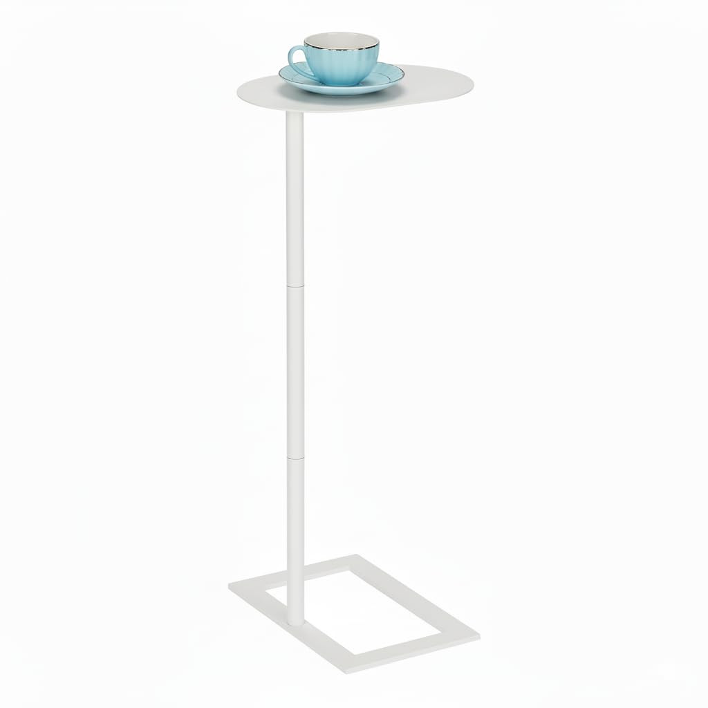 Stable C Table End Table, 23.4" Tall C Shaped Side Table That Slides Under Sofa, Slim Under Couch Table, Modern Industrial Coffee Tray Table for Living Room Bedroom (Small Black)