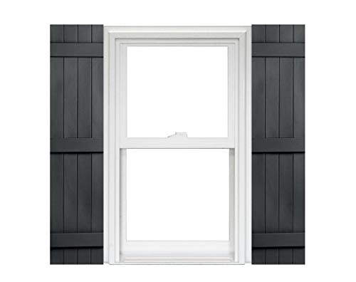 Polaris Homeside 4 Board and Batten Joined Vinyl Shutters (1 Pair) 14-1/2in. x 59in. - 410 Gray