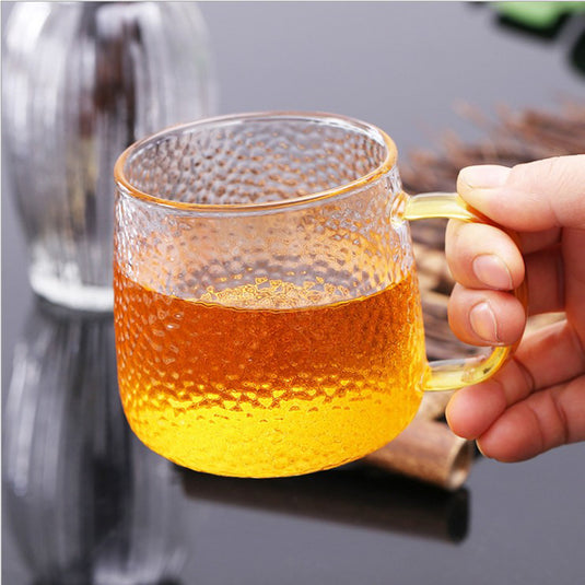 Transparent heat-resistant glass cup