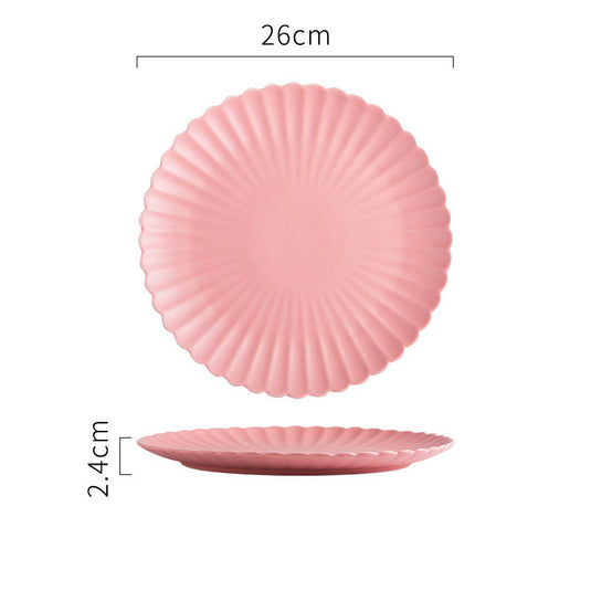 Creative Simple Solid-color Ceramic Plate Fruit Cake Plate Round Beef Steak Western Plate