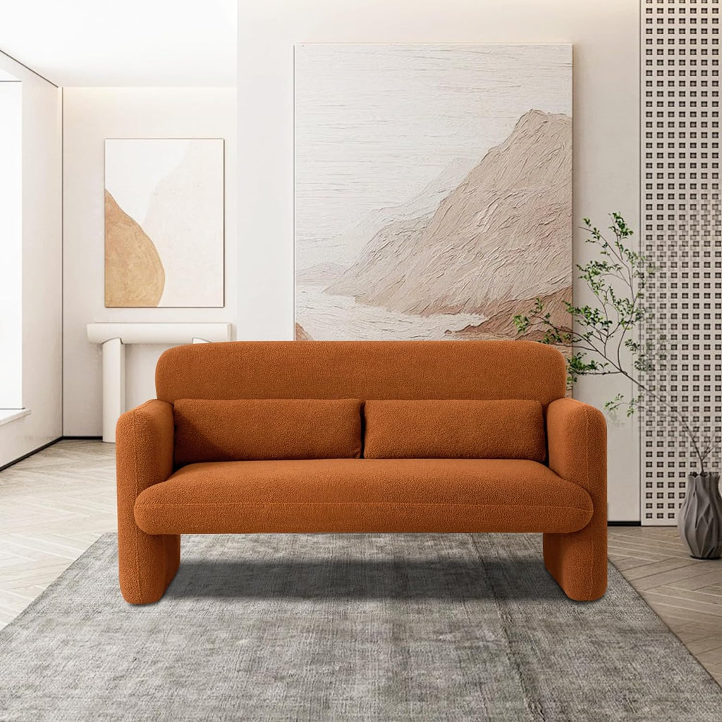 33.86" Accent Chairs, Modern Sherpa Lamb Fabric Armed Chair Comfy Upholstered Armchair Leisure Single Sofa Chair with a Waist Pillow for Bedroom, Office and Living Room - Grand Goldman