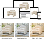 33.86" Accent Chairs, Modern Sherpa Lamb Fabric Armed Chair Comfy Upholstered Armchair Leisure Single Sofa Chair with a Waist Pillow for Bedroom, Office and Living Room - Grand Goldman