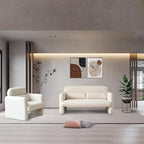 33.86" Accent Chairs, Modern Sherpa Lamb Fabric Armed Chair Comfy Upholstered Armchair Leisure Single Sofa Chair with a Waist Pillow for Bedroom, Office and Living Room - Grand Goldman