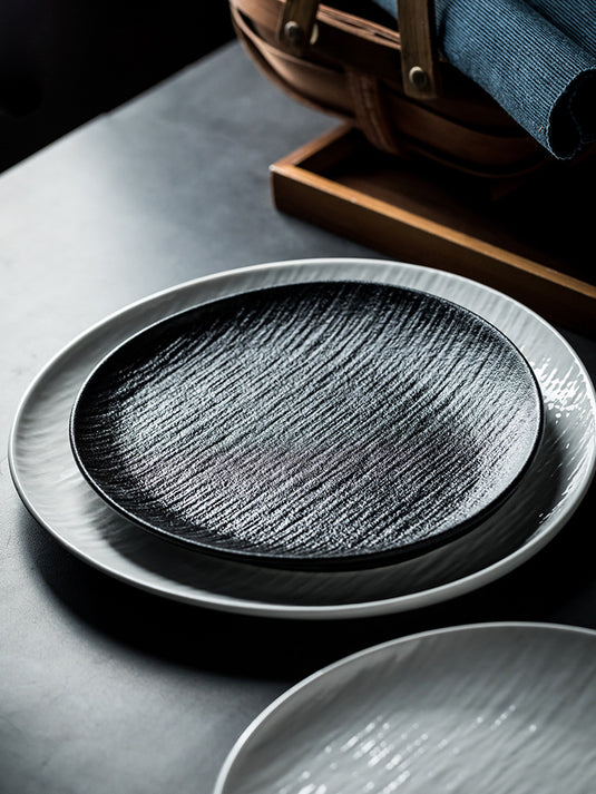 Household Black Ceramic Plate Western Cuisine Plate