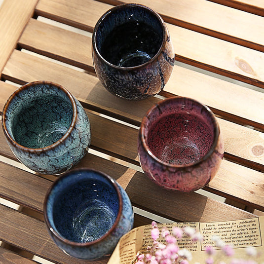 Kung Fu Handmade Ceramic Jun Kiln Falling Cherry Tea Cup