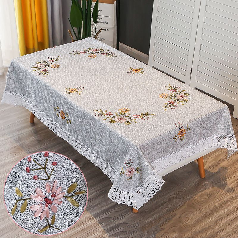 Hand Embroidered Coffee Table Rectangular Household Table Cloth