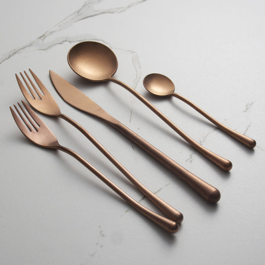 Japanese 304 Stainless Steel Rose Gold Knife, Fork And Spoon Chopsticks