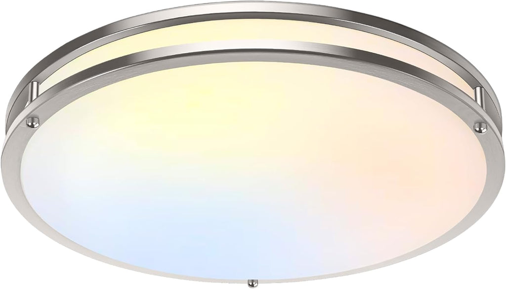 36W LED Ceiling Lights for Bedroom Kitchen, 3600lm Super Bright, Dimmable Flush Mount Light Fixtures 6500K/5000K/4000K/3000K/2700K Adjusted Modern Lamps 2PACK, 13 Inch, Nickle - Grand Goldman