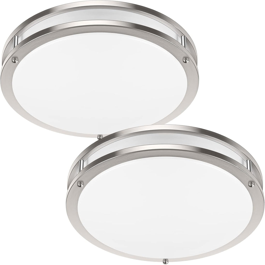 36W LED Ceiling Lights for Bedroom Kitchen, 3600lm Super Bright, Dimmable Flush Mount Light Fixtures 6500K/5000K/4000K/3000K/2700K Adjusted Modern Lamps 2PACK, 13 Inch, Nickle - Grand Goldman
