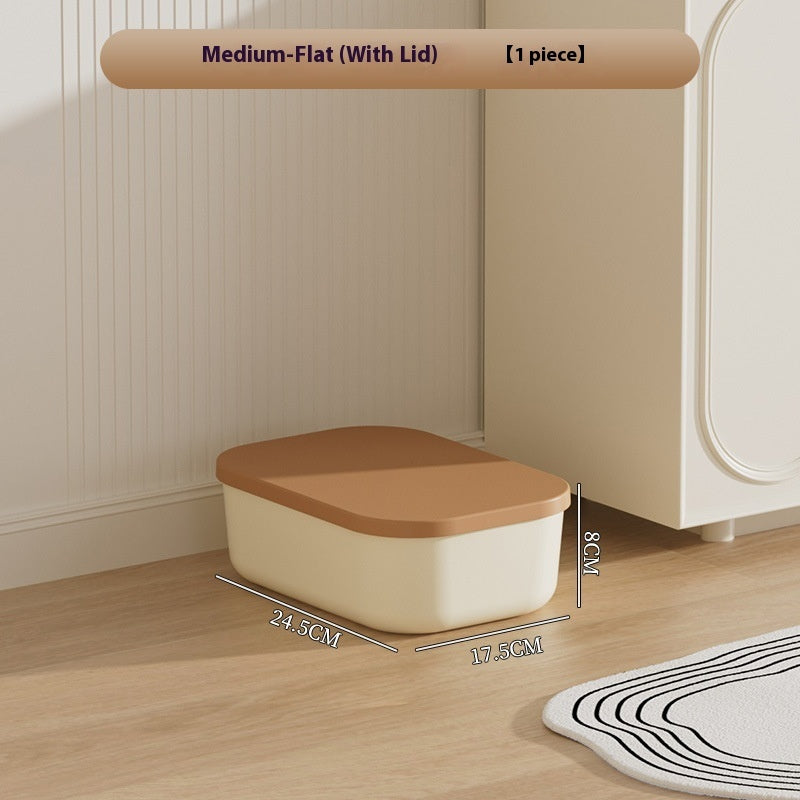 Cream Style Household Storage Box With Lid Desktop Clothing Storage Box Large