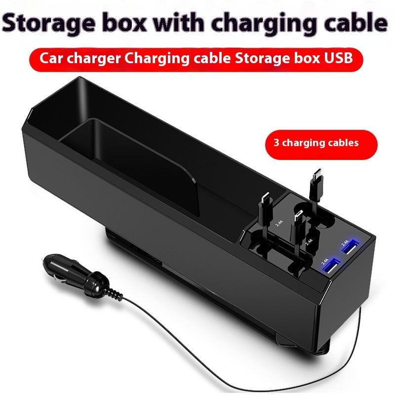Car Charger Multi-function Storage Box With Dual USB Storage Box