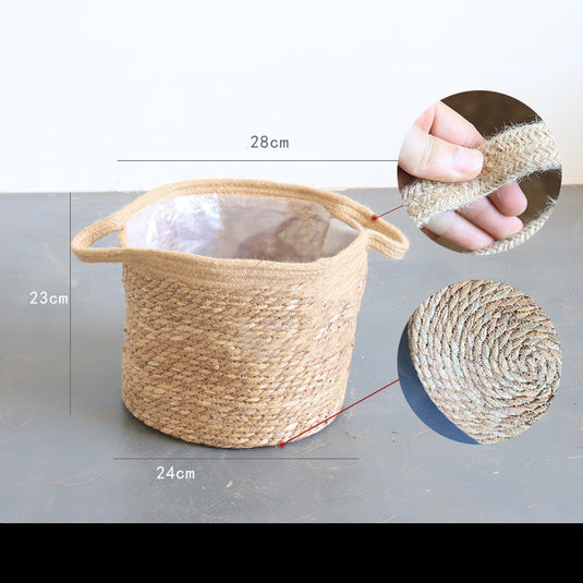 Artificial woven storage basket