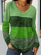 Casual Fashion Trends High Quality Color Matching Long Sleeve V-neck