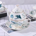 Green Phoenix Afternoon Tea Bone China Coffee Cup European Luxury