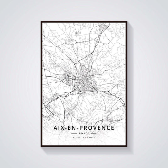 Affiche de carte de ville de France, peinture sur toile de Provence
