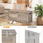 39.4" Storage Chest, Wooden Storage Bench, Lift Top Toy Chest with 2 Safety Hinges, Large Toy Box, Entryway Bench for Living Room, Bedroom, Grey - Grand Goldman