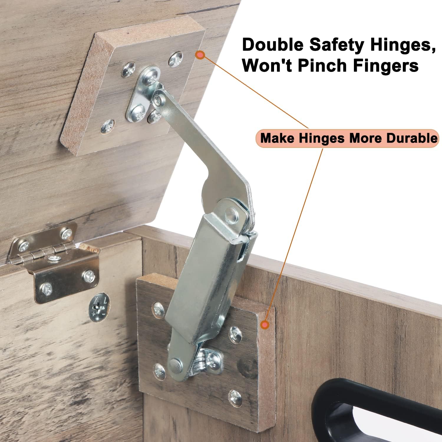 39.4" Storage Chest, Wooden Storage Bench, Lift Top Toy Chest with 2 Safety Hinges, Large Toy Box, Entryway Bench for Living Room, Bedroom, Grey - Grand Goldman