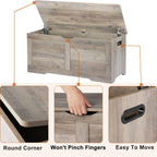 39.4" Storage Chest, Wooden Storage Bench, Lift Top Toy Chest with 2 Safety Hinges, Large Toy Box, Entryway Bench for Living Room, Bedroom, Grey - Grand Goldman