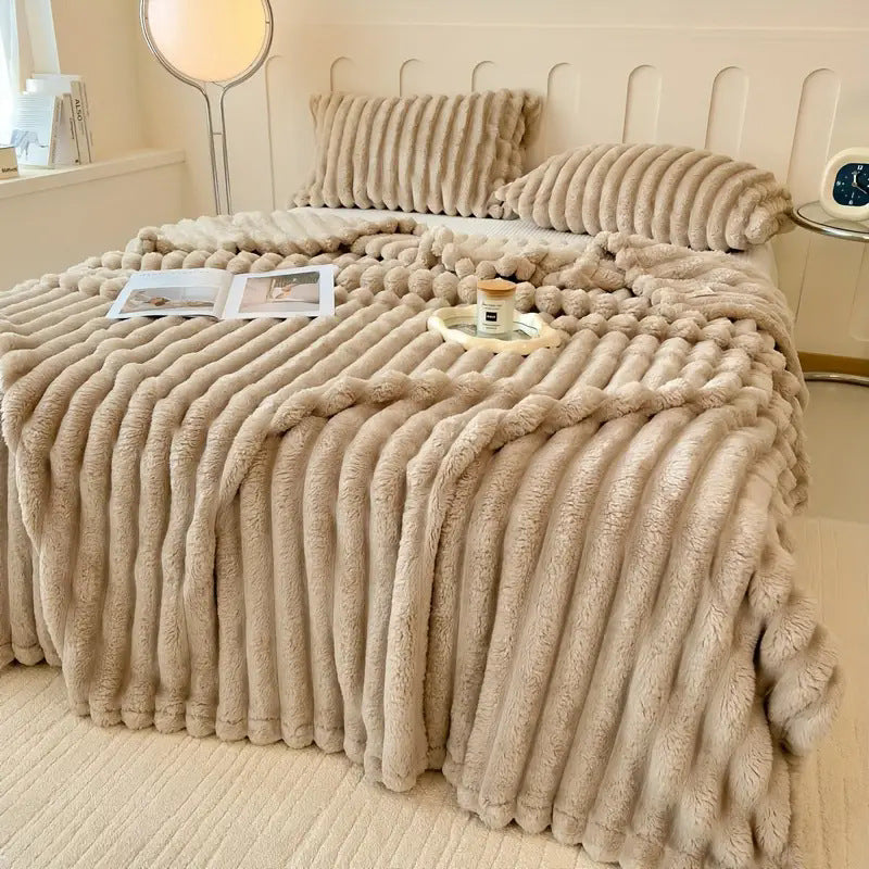 Luxe imitatie konijnenbont sjaal deken zacht en warm