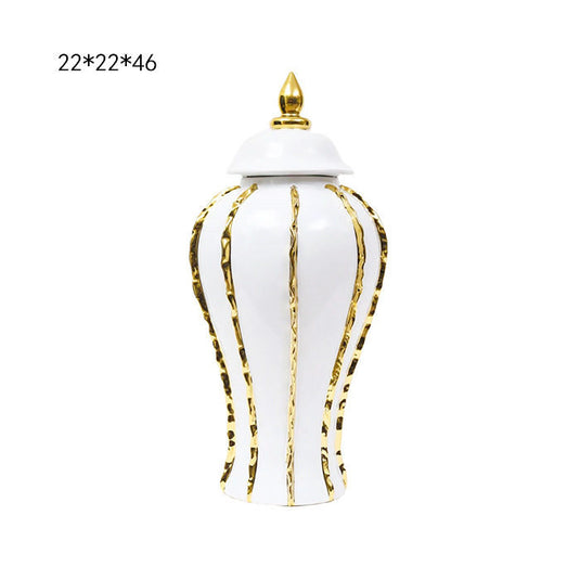Europæisk stil lys luksus galvaniseret keramisk vase