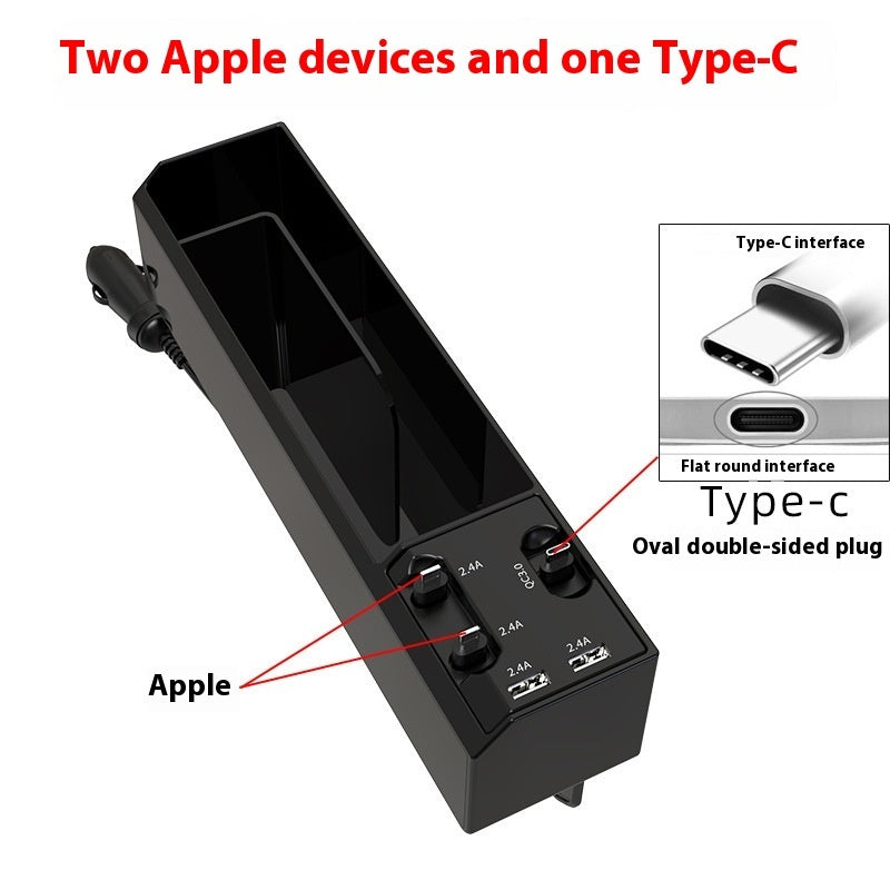 Car Charger Multi-function Storage Box With Dual USB Storage Box