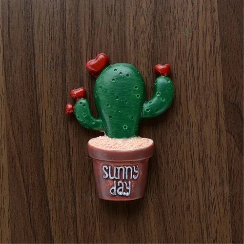 3D Cute Cartoon Korean Refrigerator Magnetic Stickers Tropical Plant Cactus Vase Refrigerator Magnet Kitchen Home Decoraion - Grand Goldman