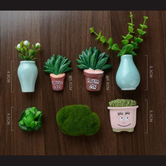 3D Cute Cartoon Korean Refrigerator Magnetic Stickers Tropical Plant Cactus Vase Refrigerator Magnet Kitchen Home Decoraion - Grand Goldman