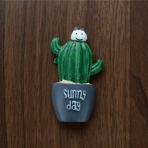 3D Cute Cartoon Korean Refrigerator Magnetic Stickers Tropical Plant Cactus Vase Refrigerator Magnet Kitchen Home Decoraion - Grand Goldman