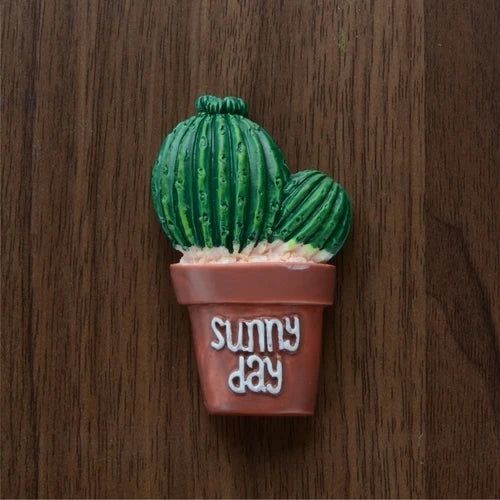 3D Cute Cartoon Korean Refrigerator Magnetic Stickers Tropical Plant Cactus Vase Refrigerator Magnet Kitchen Home Decoraion - Grand Goldman