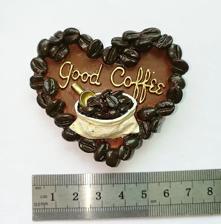 3D Magnets Stickers British American Retro Brazilian Coffee Machine Coffee Pot Relief Resin Refrigerator Magnets Home Decoration - Grand Goldman
