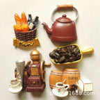 3D Magnets Stickers British American Retro Brazilian Coffee Machine Coffee Pot Relief Resin Refrigerator Magnets Home Decoration - Grand Goldman