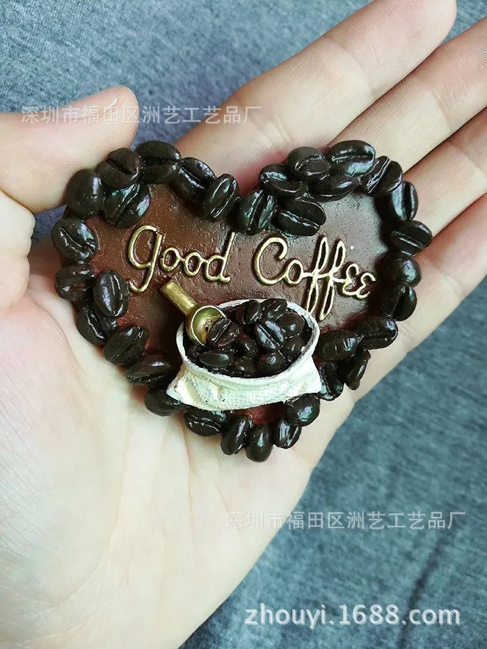 3D Magnets Stickers British American Retro Brazilian Coffee Machine Coffee Pot Relief Resin Refrigerator Magnets Home Decoration - Grand Goldman