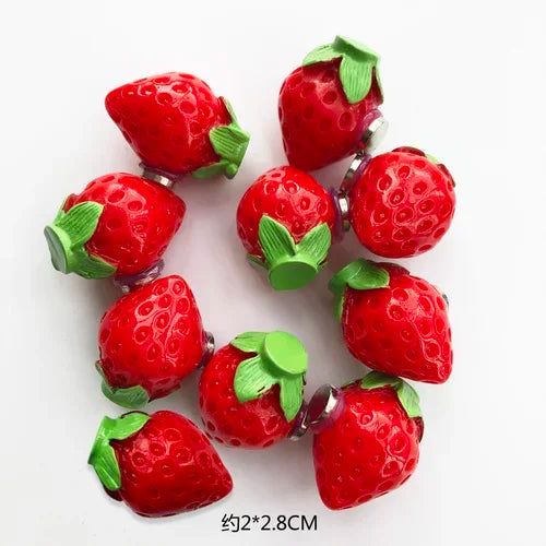 3D Stereo Strawberry Resin Fridge magnet Magnetic Refrigerator Stickers Fruit Magnet for Home Kitchen Decorations - Grand Goldman
