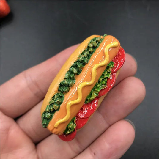 3D Creative Resin Artificial Food Food Crafts Spot Beijing Roast Duck Pizza Hot Dog Bread Hamburger Resin Refrigerator Magnet - Grand Goldman