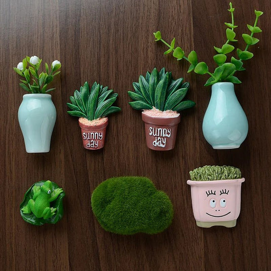 3D Cute Cartoon Korean Refrigerator Magnetic Stickers Tropical Plant Cactus Vase Refrigerator Magnet Kitchen Home Decoraion - Grand Goldman
