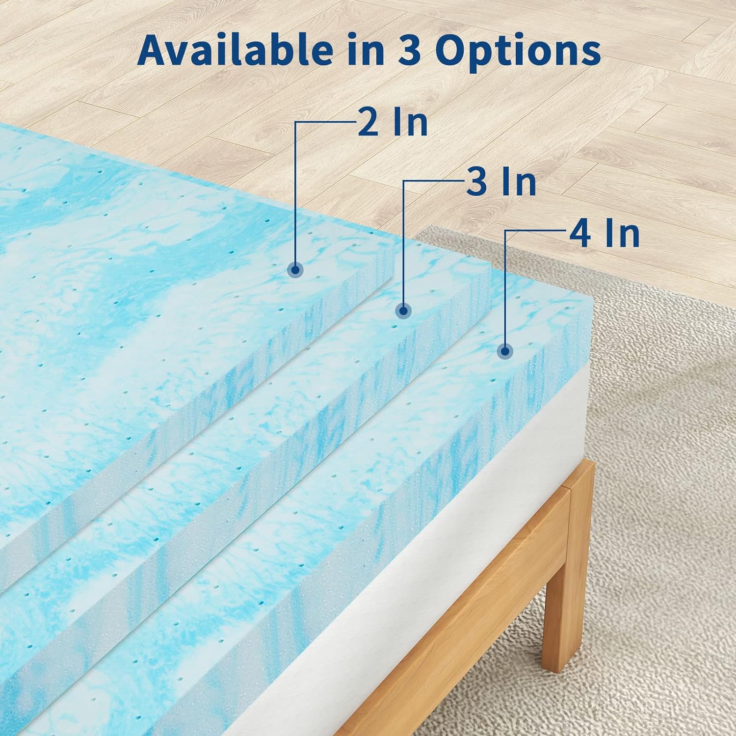 3 Inch Gel Memory Foam Mattress Topper Twin Size, CertiPUR-US Certified - Grand Goldman