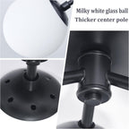 3 Light Mid Century Modern Black Semi Flush Mount Ceiling Light Milk Glass Globe Ceiling Lights Brass Chandelier 3 Light Sputnik Ceiling Light Fixture for Bedroom Living Room Hallway Entryway - Grand Goldman