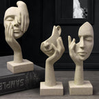 3 Pcs Thinker Statue, Silence is Gold Abstract Art Figurine, No Hear No See No Speak Modern Home Resin Sculptures Decorative Objects Decor for Home Office Bookshelf Desktop(Black) (A-41) - Grand Goldman
