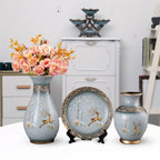 3 Piece Floral European-style Ceramic Vase Set - Grand Goldman
