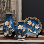 3 Piece Floral European-style Ceramic Vase Set - Grand Goldman