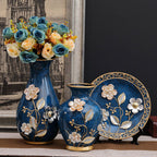 3 Piece Floral European-style Ceramic Vase Set - Grand Goldman